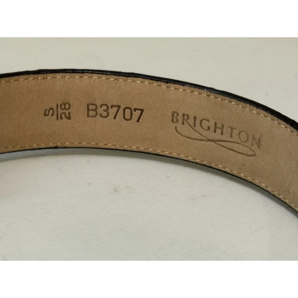 Brighton TURTLE Silver tone Buckle Leather Belt  Size  S 28  B3707 Rare Find! 90